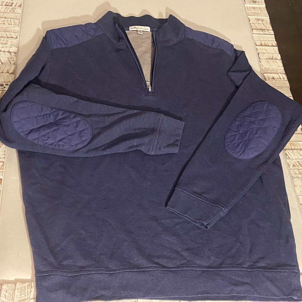 Peter Millar Dark Blue Zip-Up Sweater with Quilted Accents - Picture 2 of 10